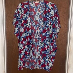 Floral Kimono Cardigan - Red and Blue